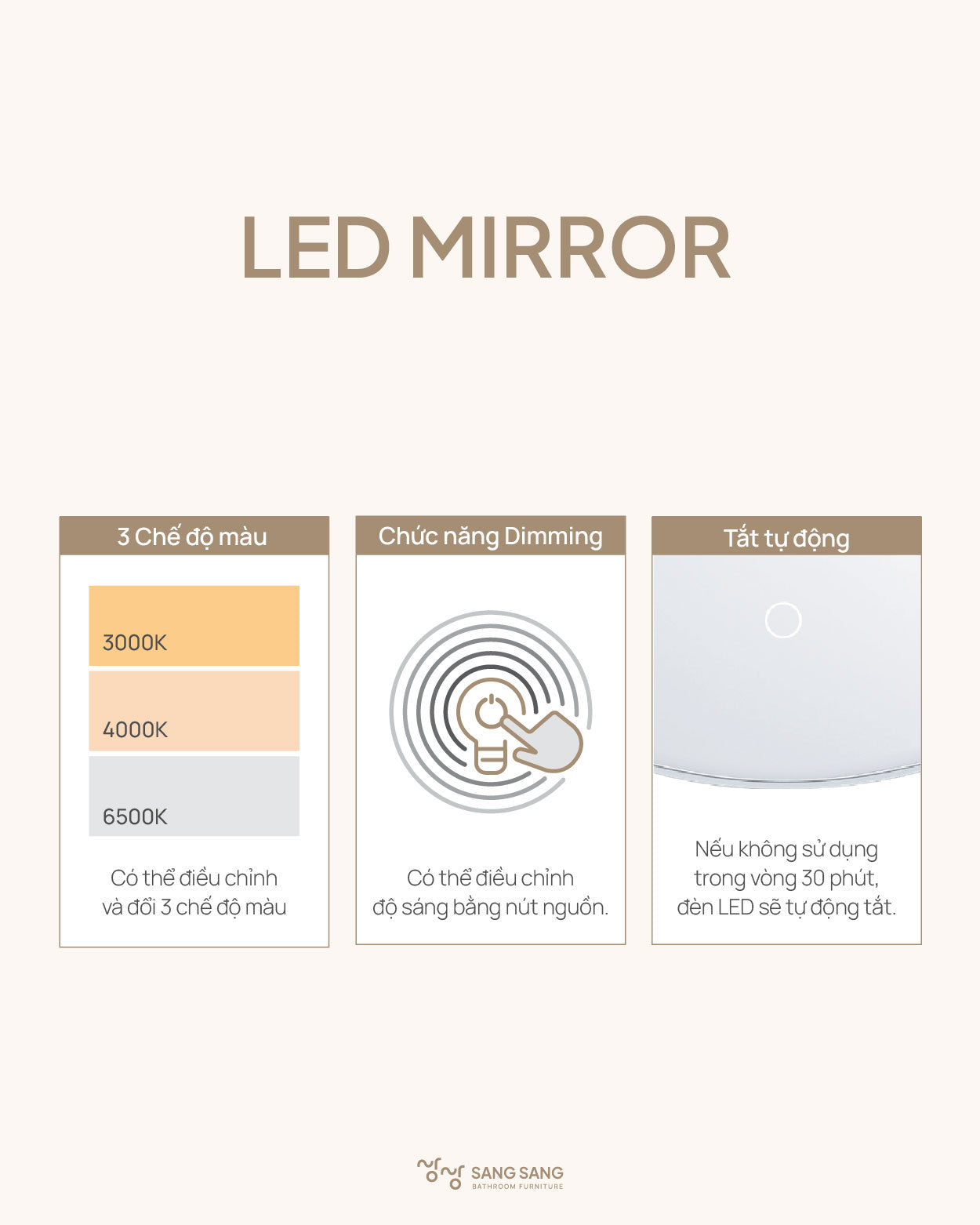 [FANTASY MIRROR] Gương LED Phòng Tắm Treo Tường Sang Sang